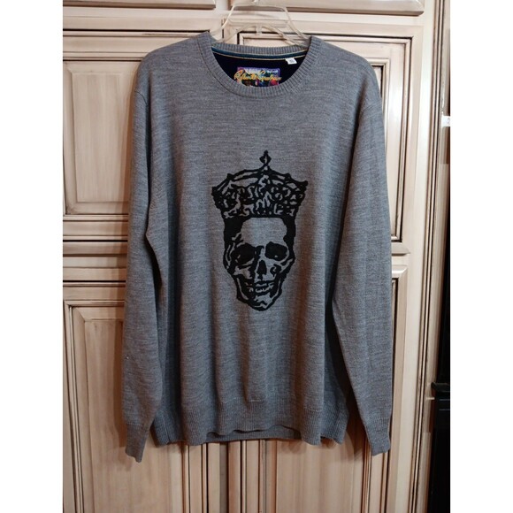 RARE Robert Graham Men's Stonehaven Skull Intarsia‎ Sweater XL - Extra Large